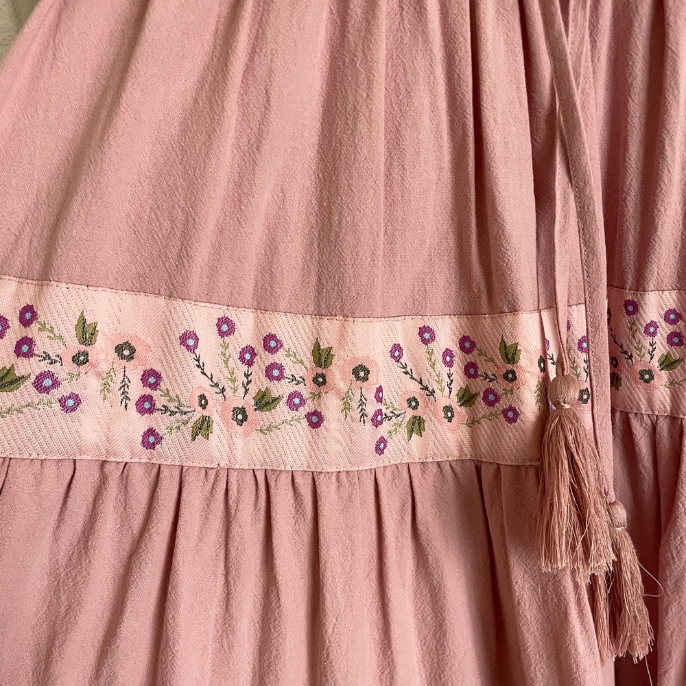 Ivy City Co Dusty Rose Cherry Blossom Ribbon Midi Dress - Picture 3 of 5